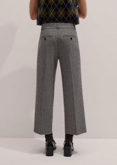 Ivory Houndstooth Straight Crop Trouser meandem