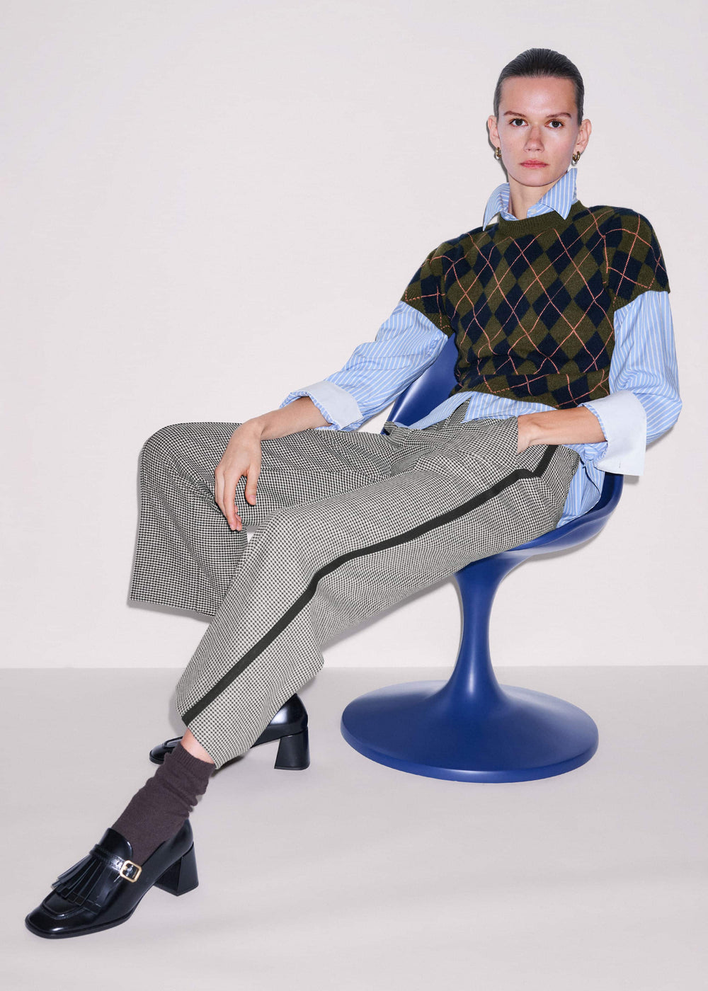 Ivory Houndstooth Straight Crop Trouser meandem
