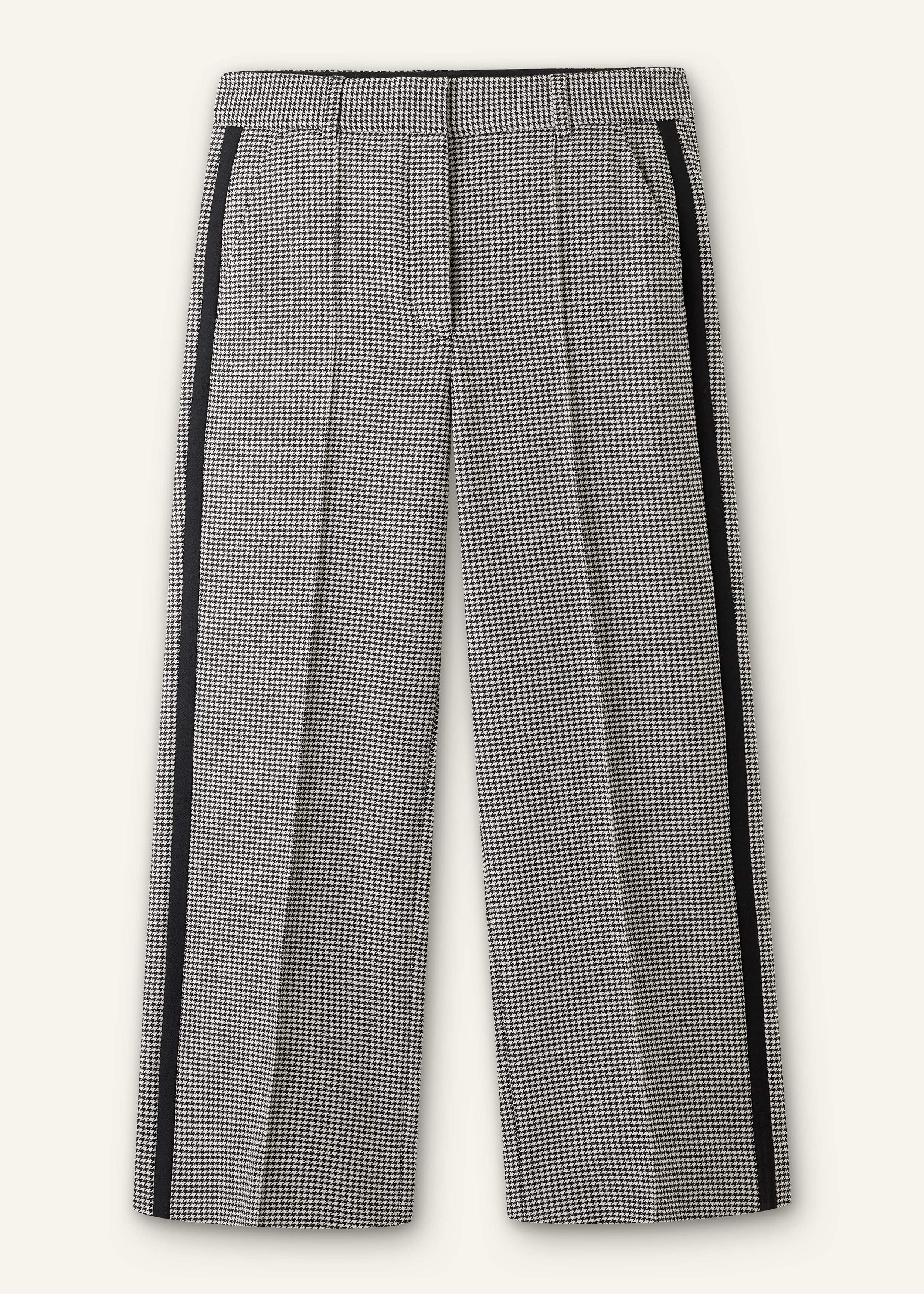 Ivory Houndstooth Straight Crop Trouser meandem