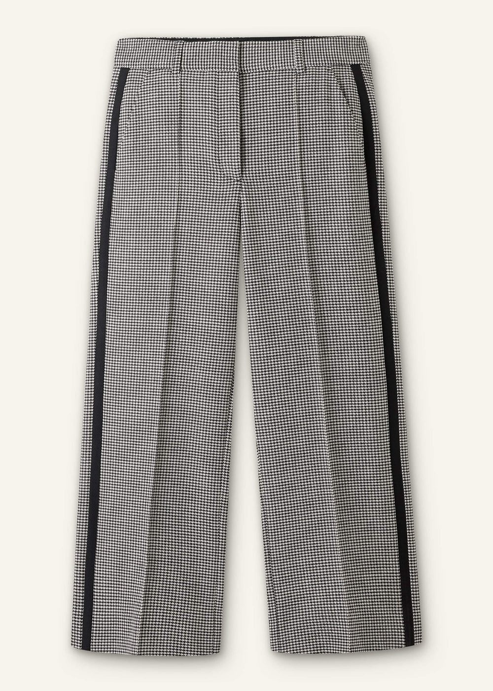 Ivory Houndstooth Straight Crop Trouser meandem