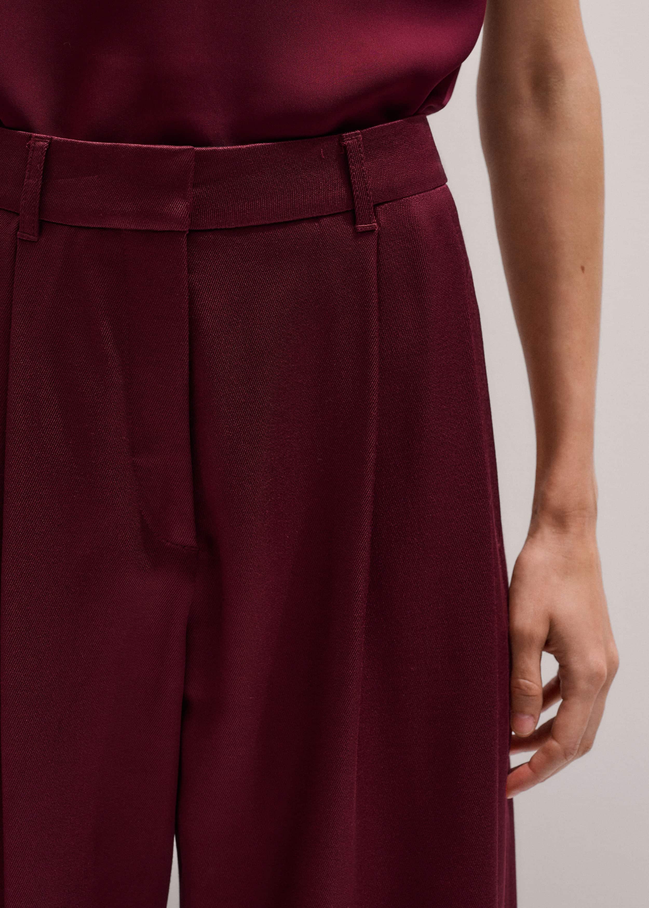 Red Wool Event Ready Pleat Straight-Leg Pant meandem