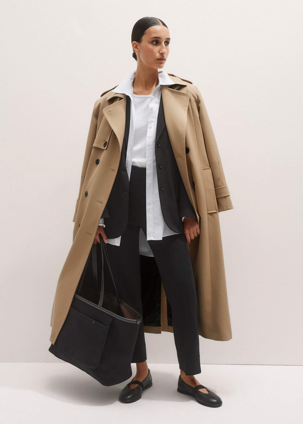 Black Wool-Blend Travel Tailoring Slim Crop Pant meandem