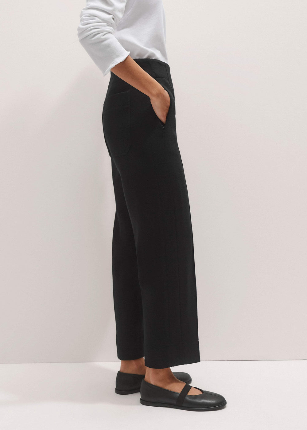 Black Wool-Blend Travel Tailoring Slim Crop Pant meandem
