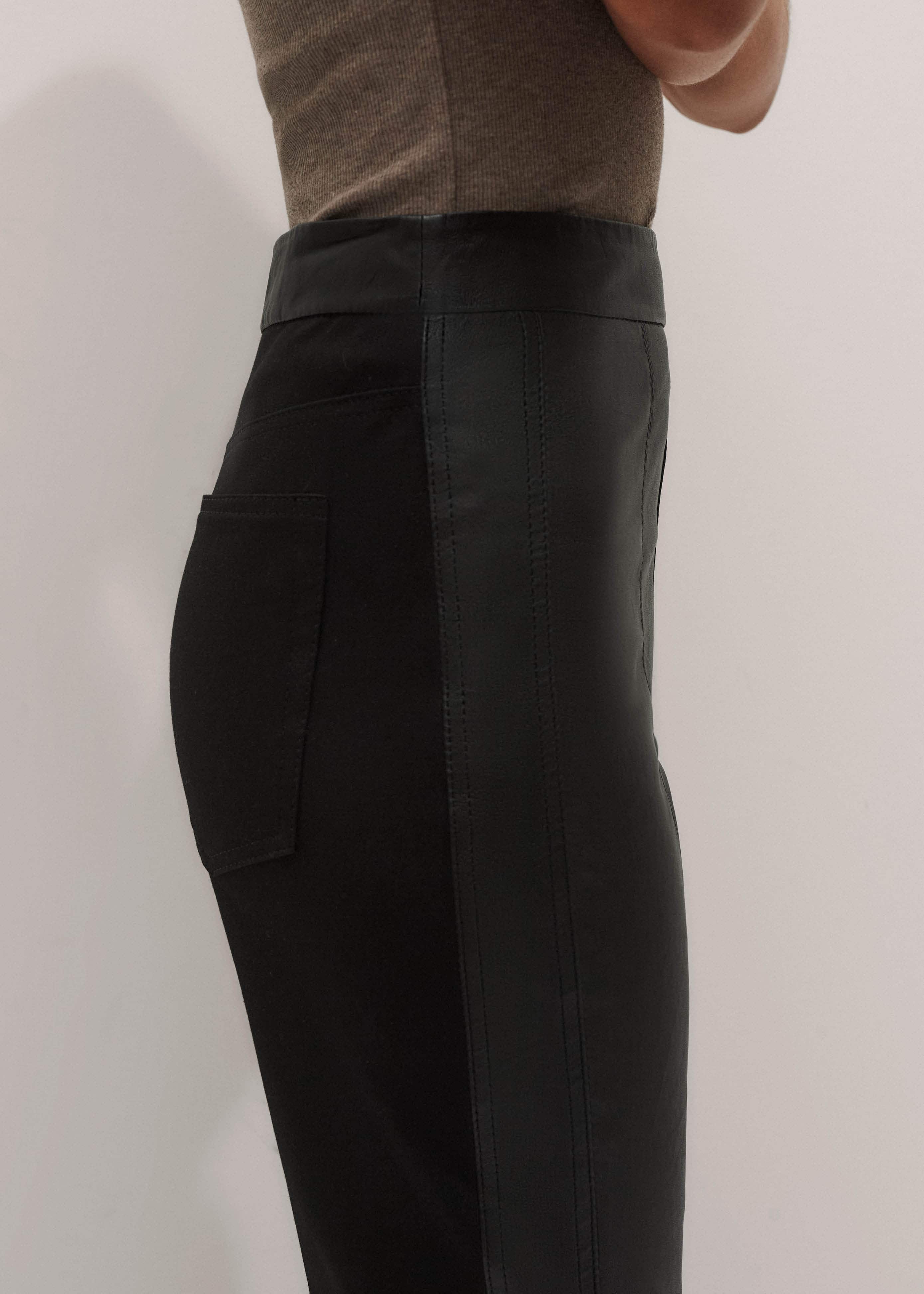 Women’s Black High Stretch Leather Mix Legging meandem