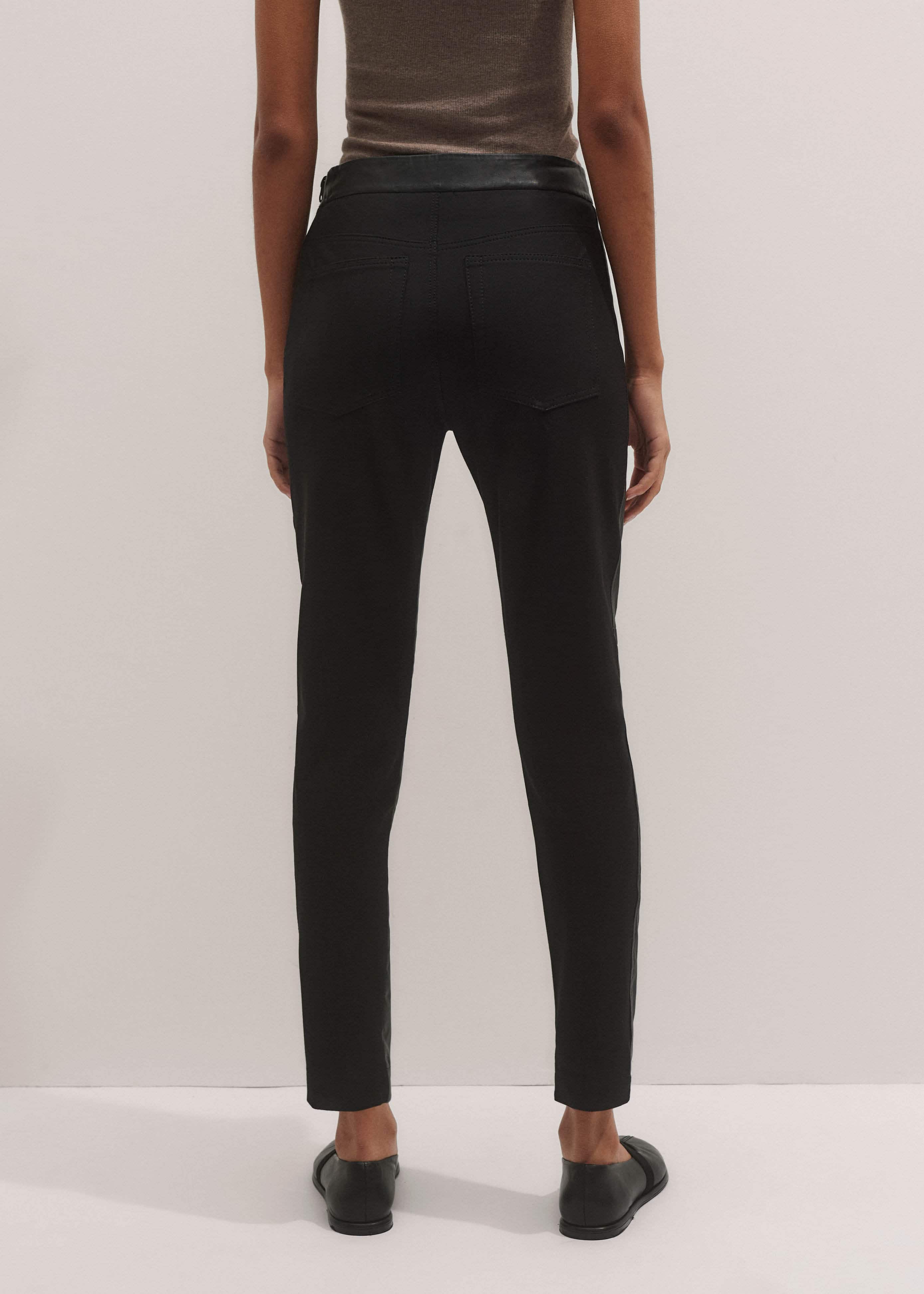Women’s Black High Stretch Leather Mix Legging meandem