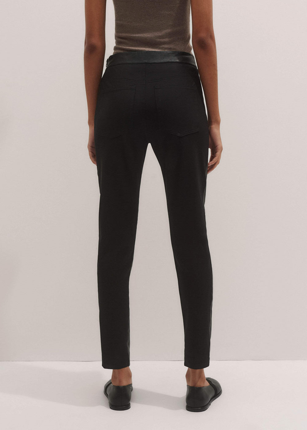 Women’s Black High Stretch Leather Mix Legging meandem