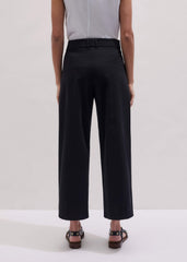 Black Straight Crop Pleat Front Pant meandem