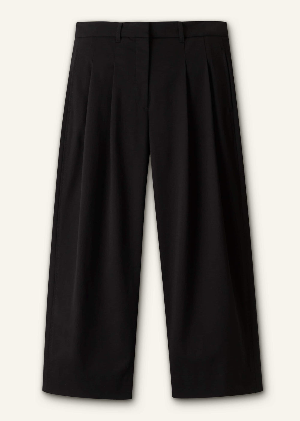Black Straight Crop Pleat Front Pant meandem