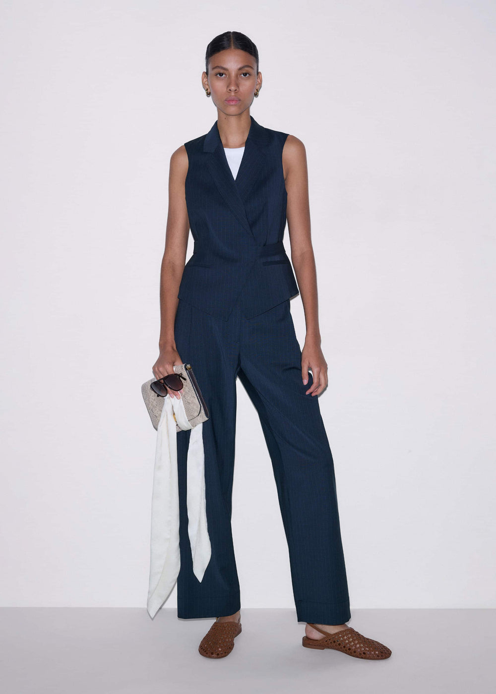 Navy Pinstripe Clever Pant meandem