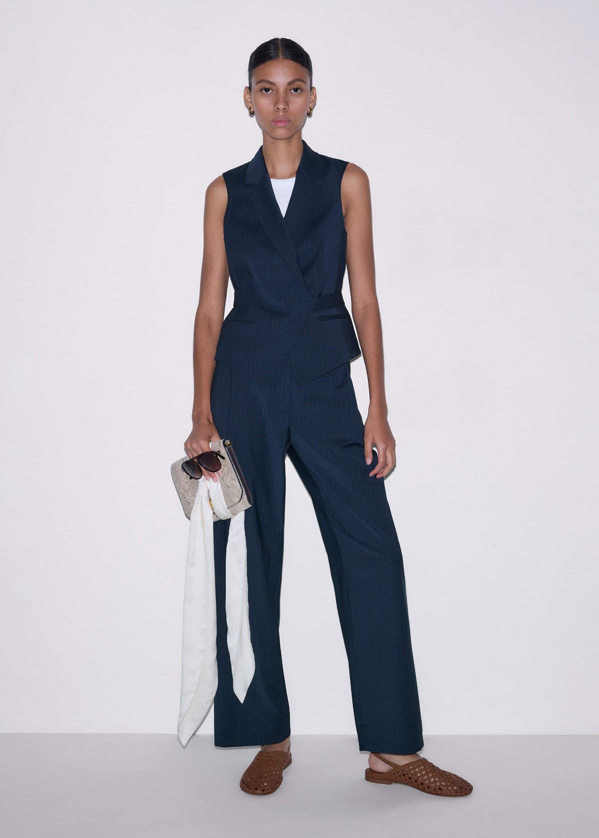 Navy Pinstripe Clever Pant meandem
