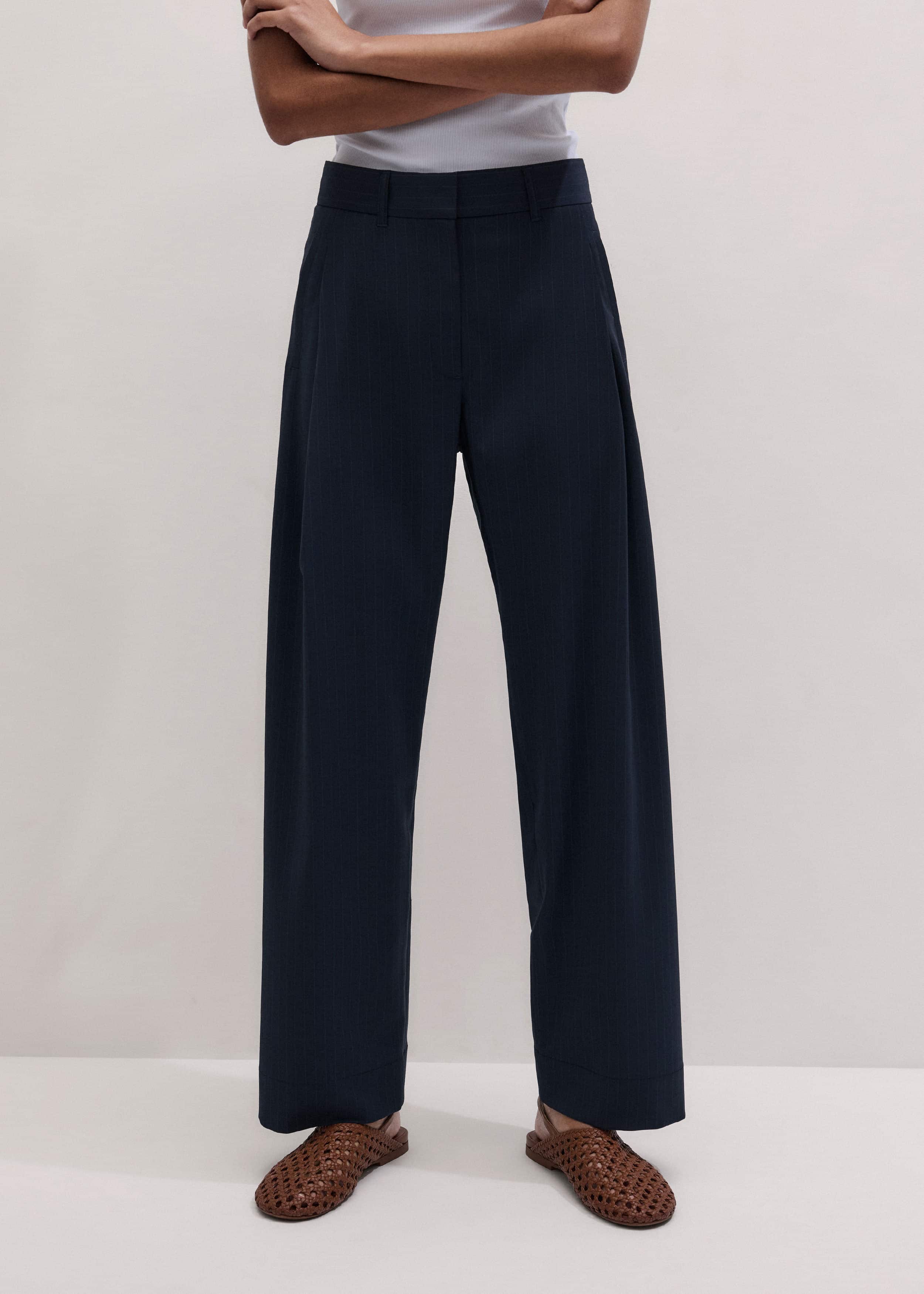 Navy Pinstripe Clever Pant meandem