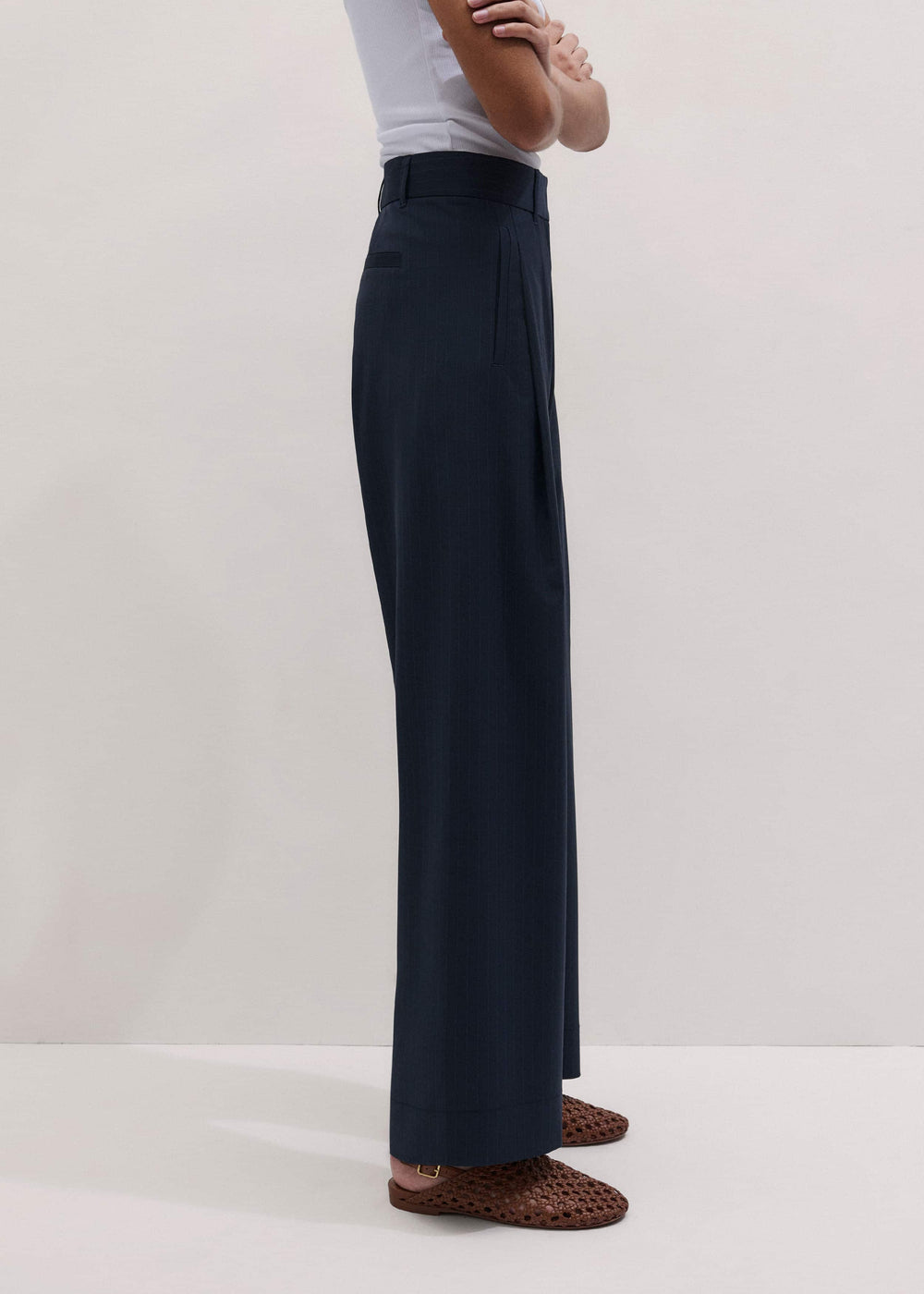 Navy Pinstripe Clever Pant meandem
