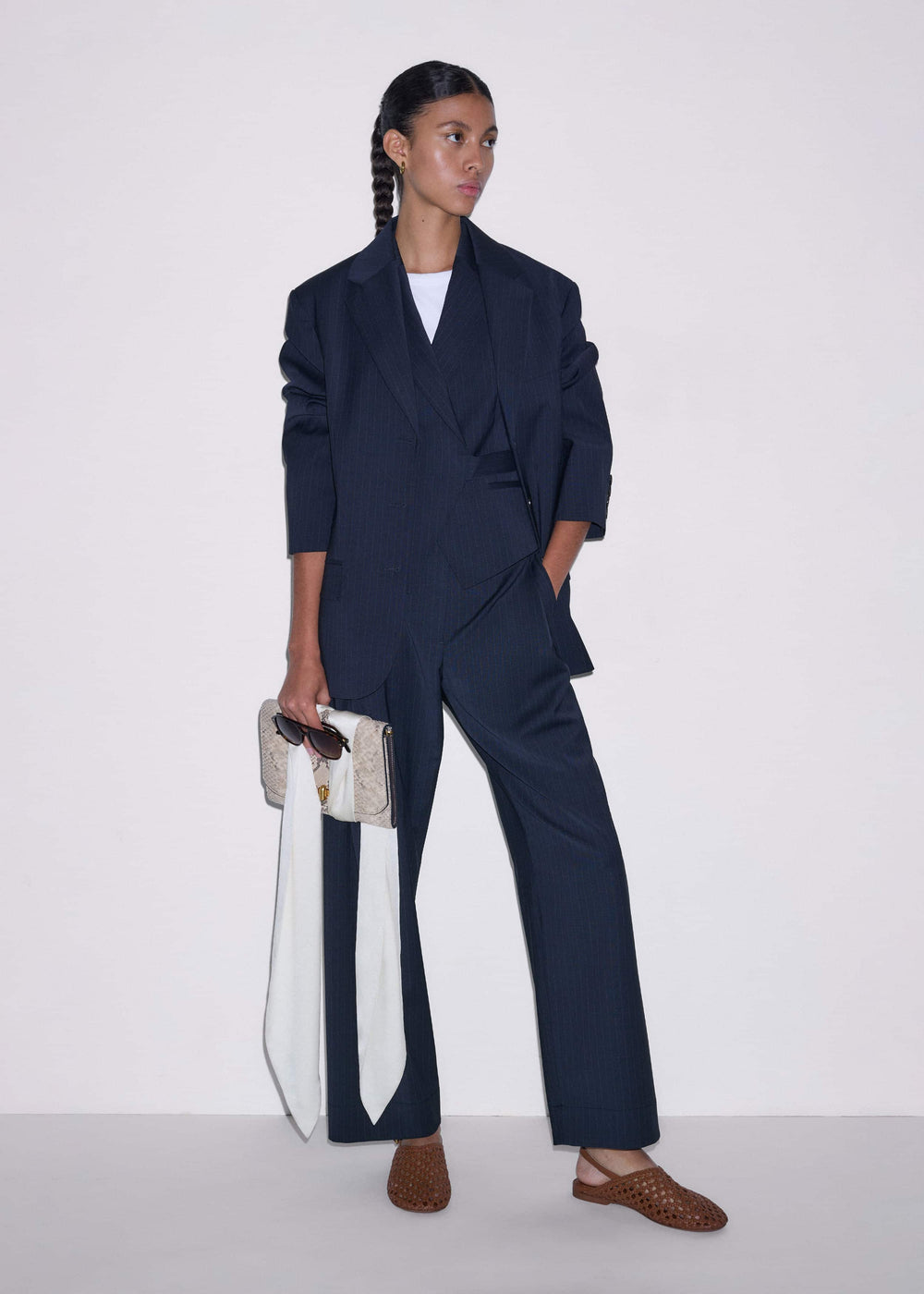 Navy Pinstripe Clever Pant meandem