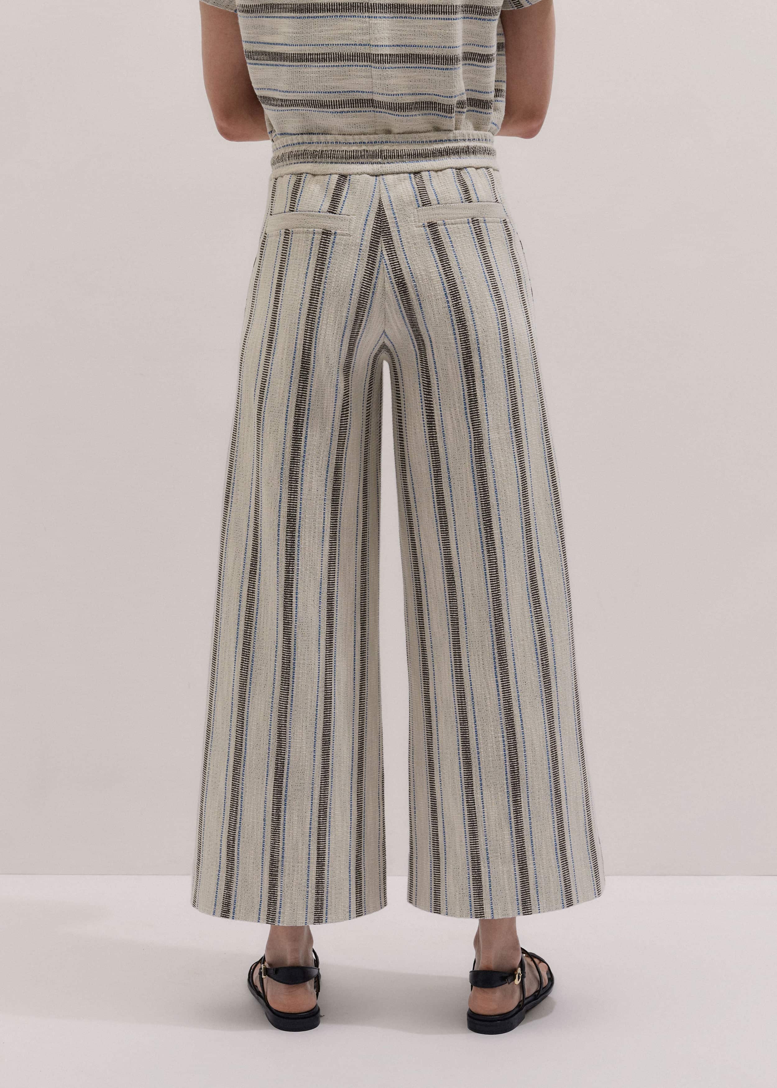 Cream Stripe Crop Track Pant meandem