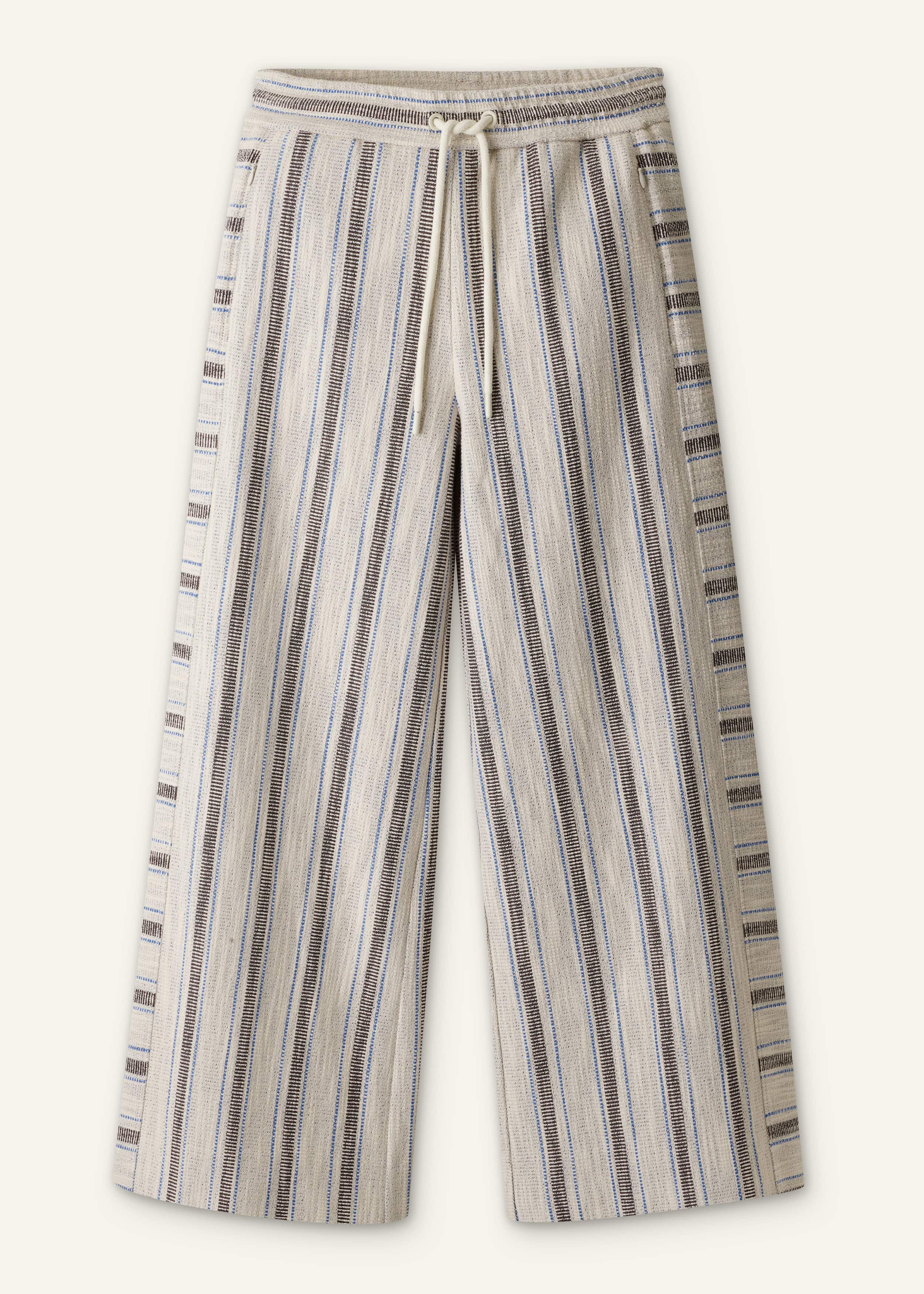 Cream Stripe Crop Track Pant meandem