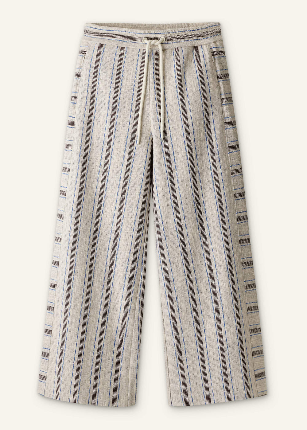 Cream Stripe Crop Track Pant meandem