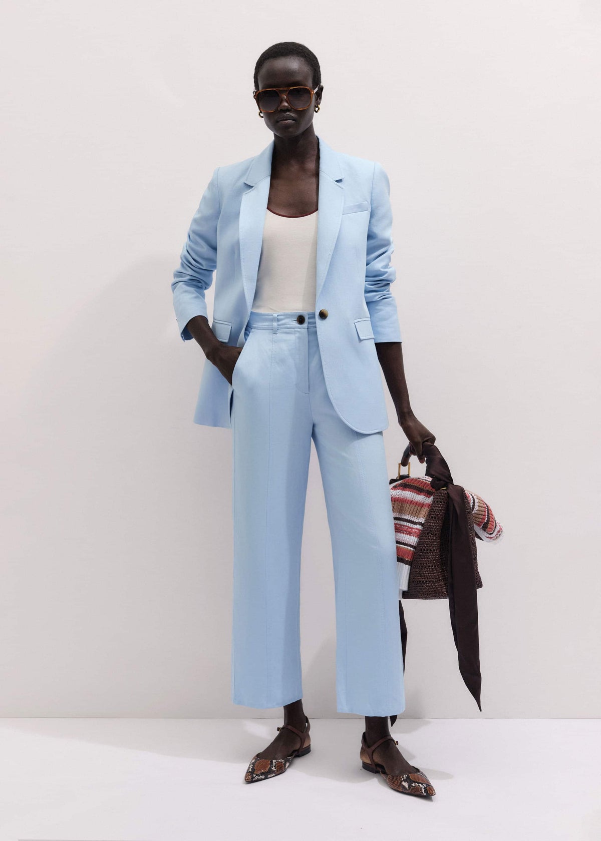 Blue Straight Crop Pant meandem
