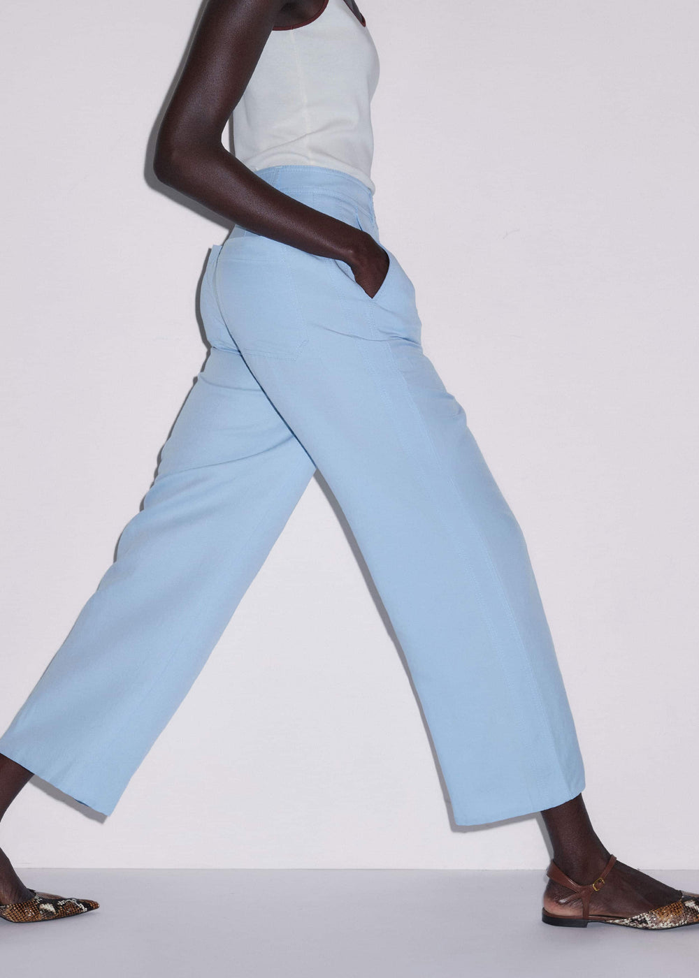 Blue Straight Crop Pant meandem
