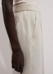 Ivory Luxe Jacquard Straight Crop Pant meandem