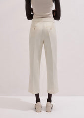 Ivory Luxe Jacquard Straight Crop Pant meandem