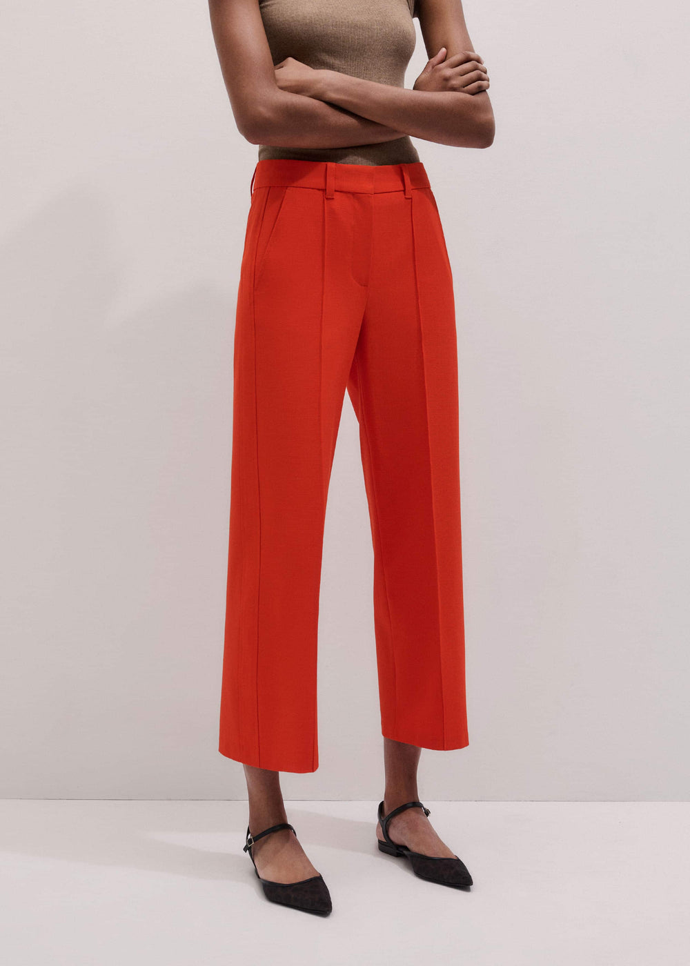 Orange Straight Crop Tailored Pant meandem