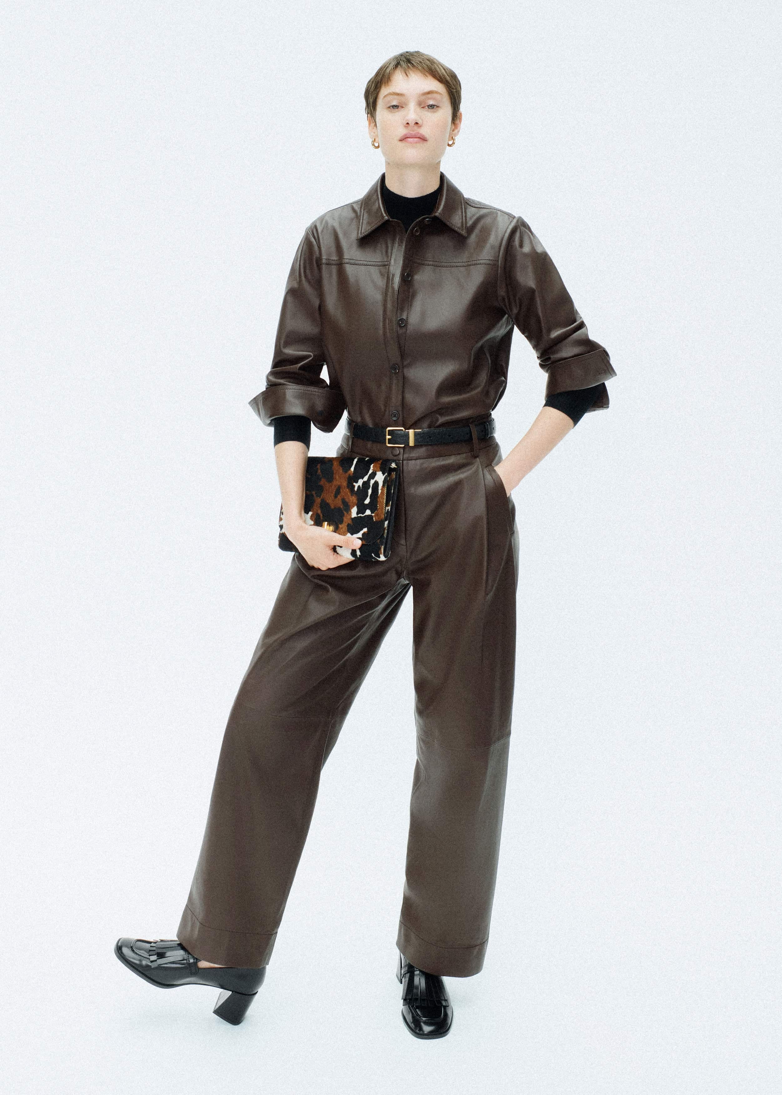 Brown Leather Clever Tapered Pant meandem