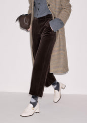 Brown Italian Cord Straight Crop Pant meandem