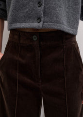 Brown Italian Cord Straight Crop Pant meandem