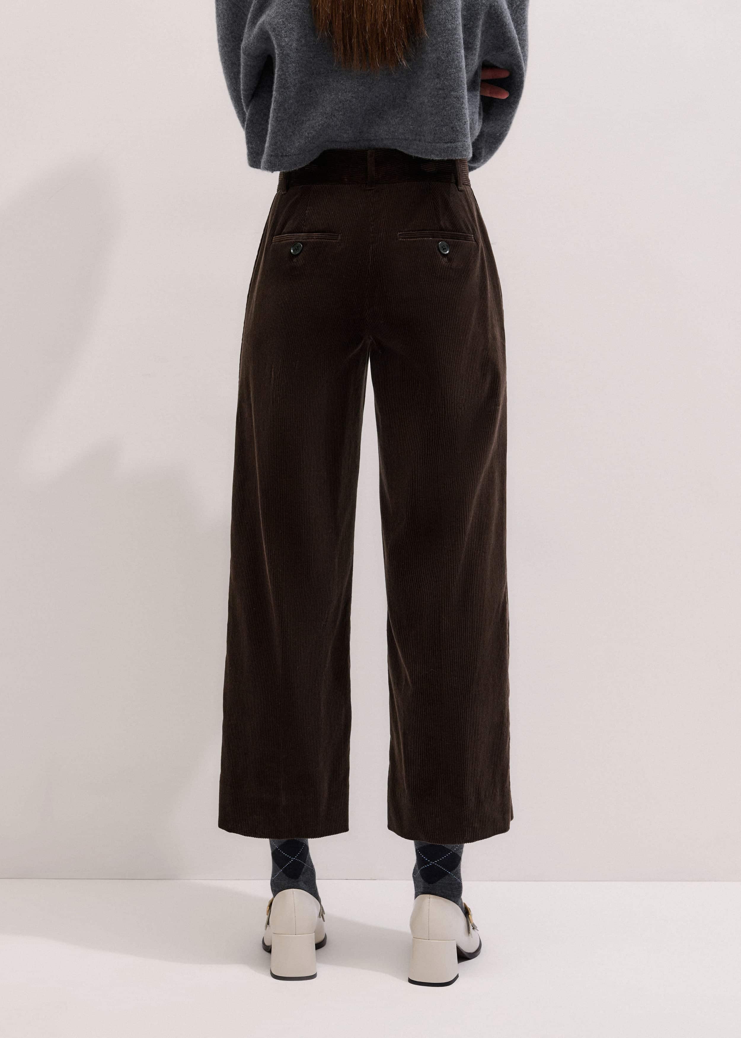 Brown Italian Cord Straight Crop Pant meandem