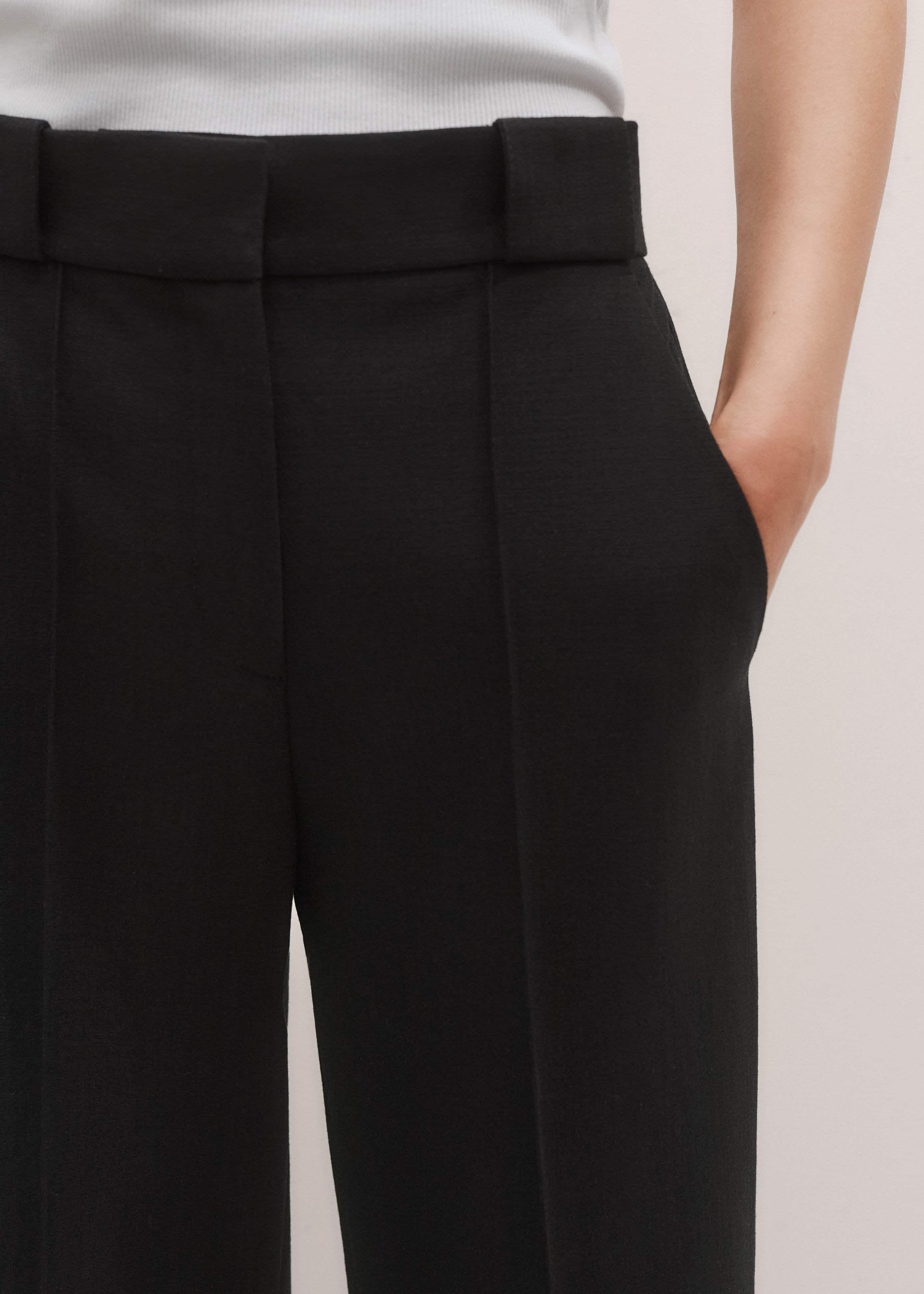 Black Straight Crop Pant meandem