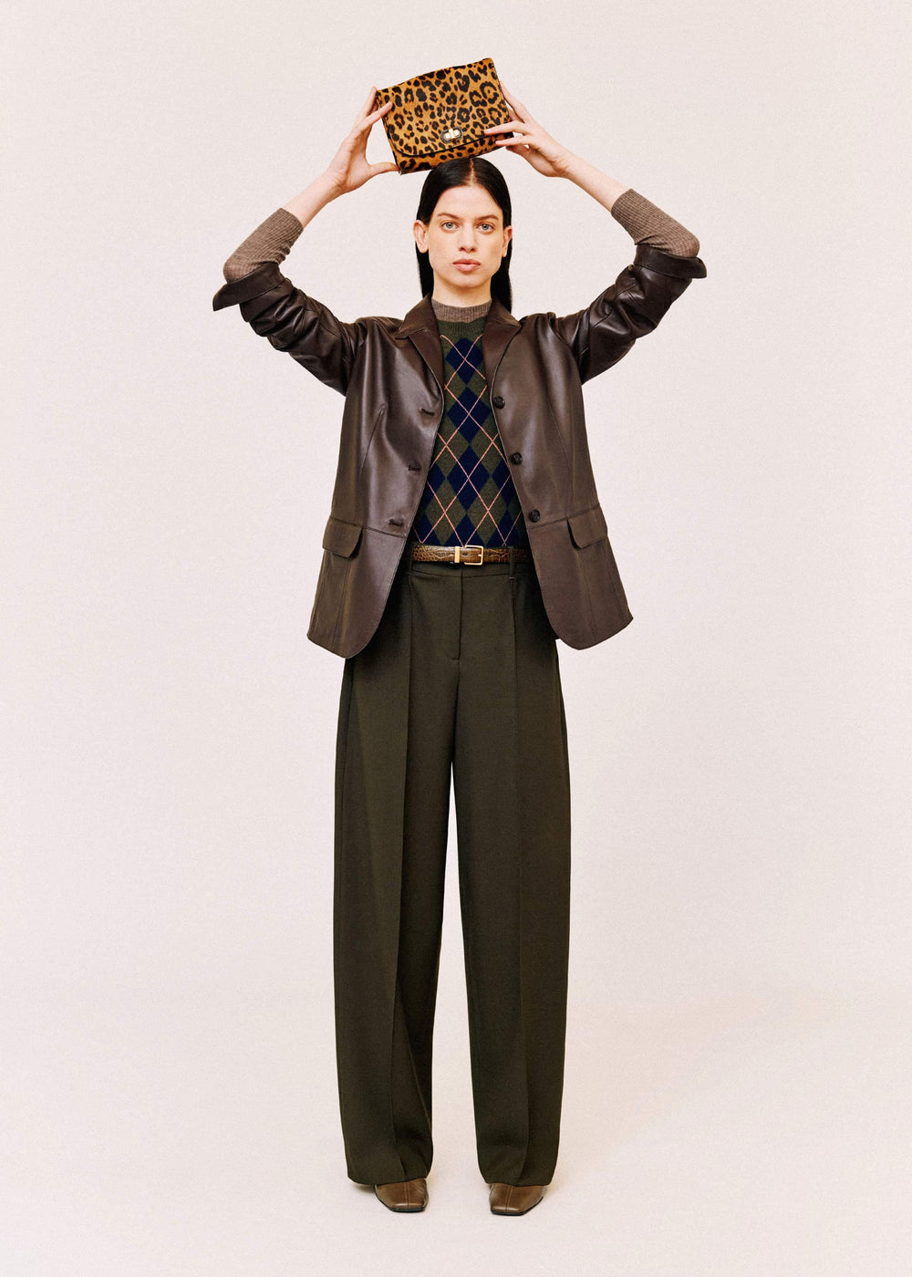Olive Green Pintuck Tapered Pant meandem