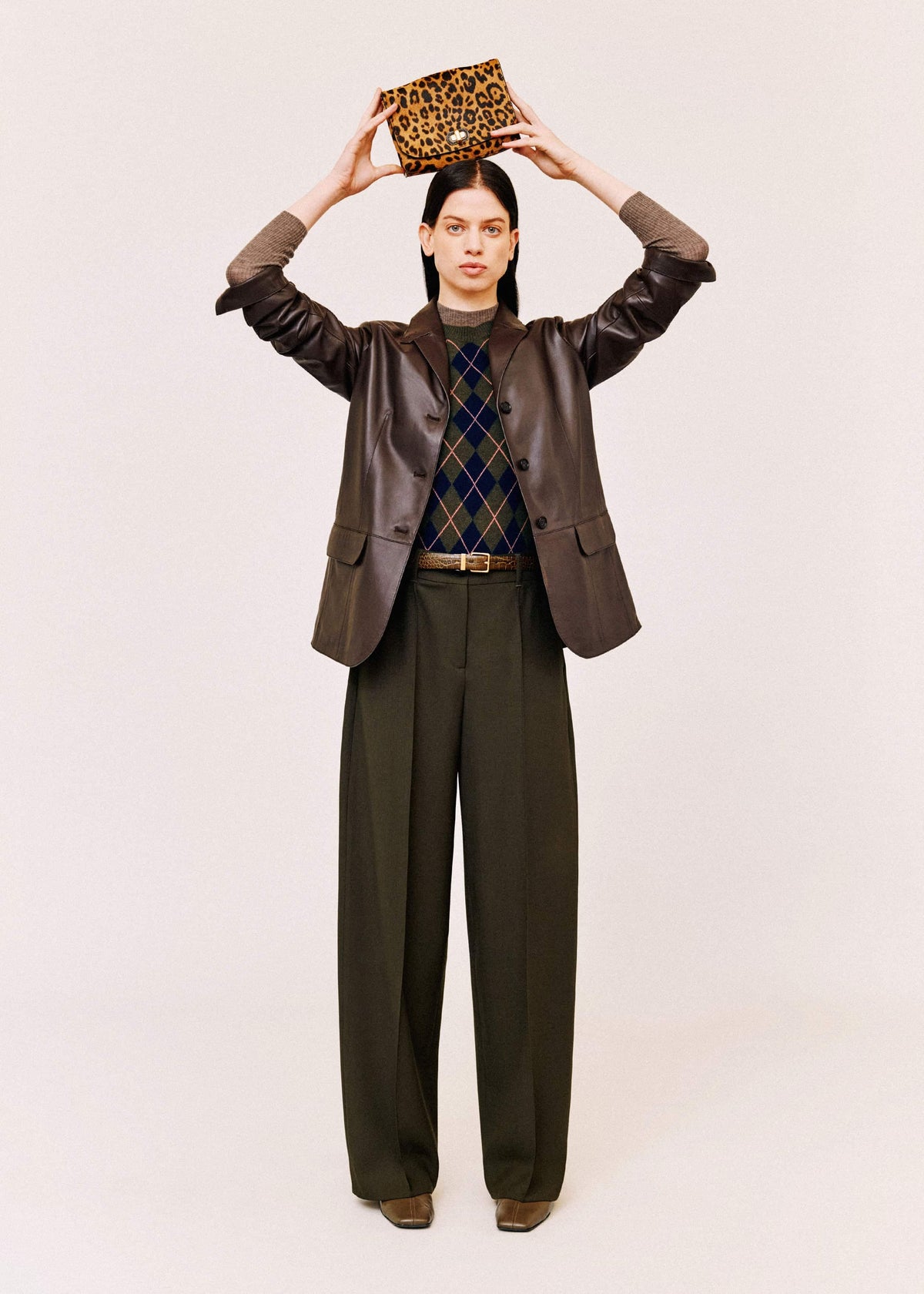 Olive Green Pintuck Tapered Pant meandem