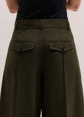 Olive Green Pintuck Tapered Pant meandem