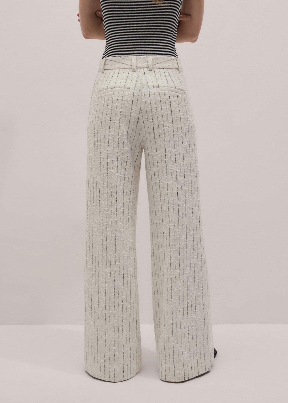 Ivory Striped Leg Elongator Pant meandem