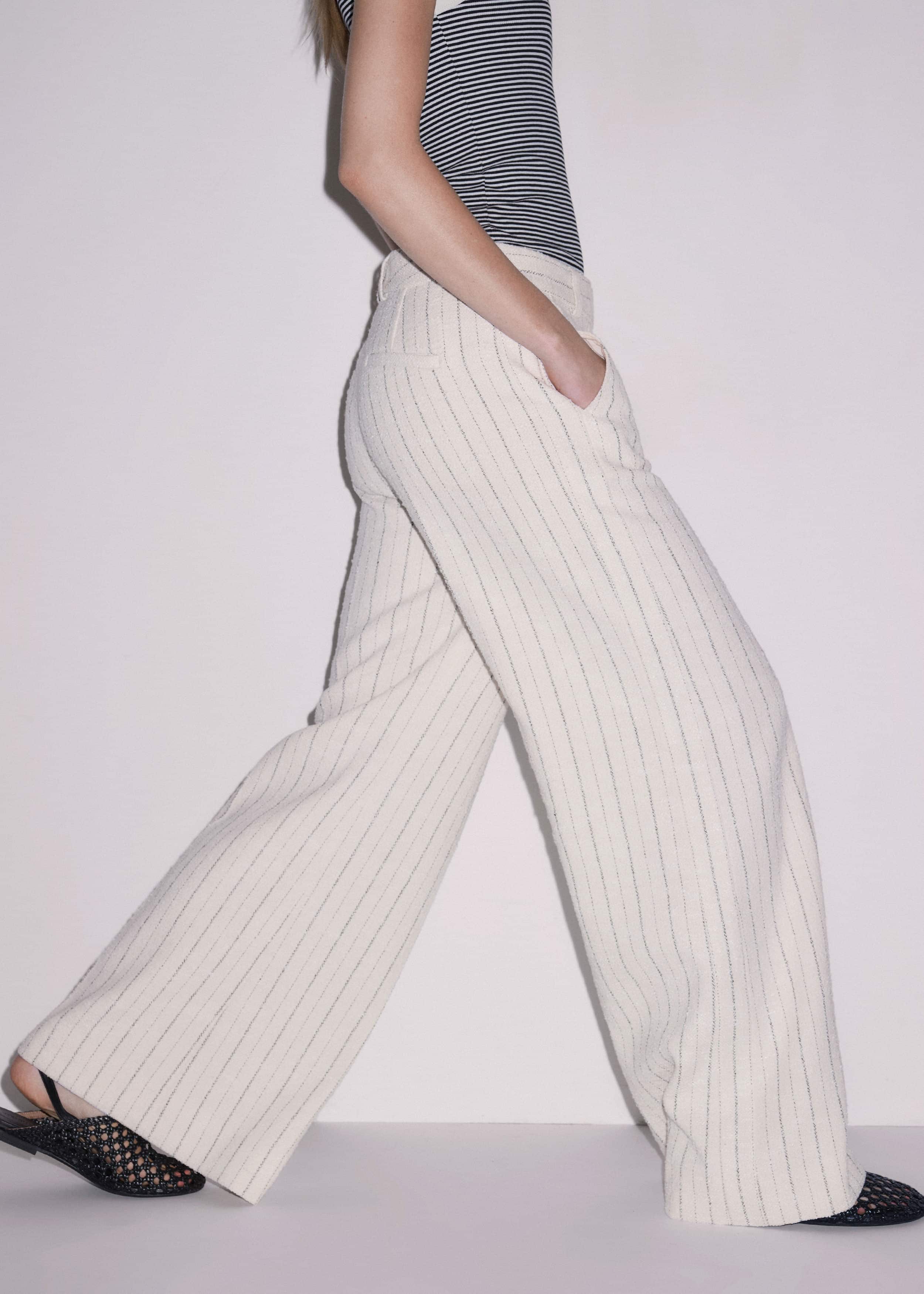 Ivory Striped Leg Elongator Pant meandem