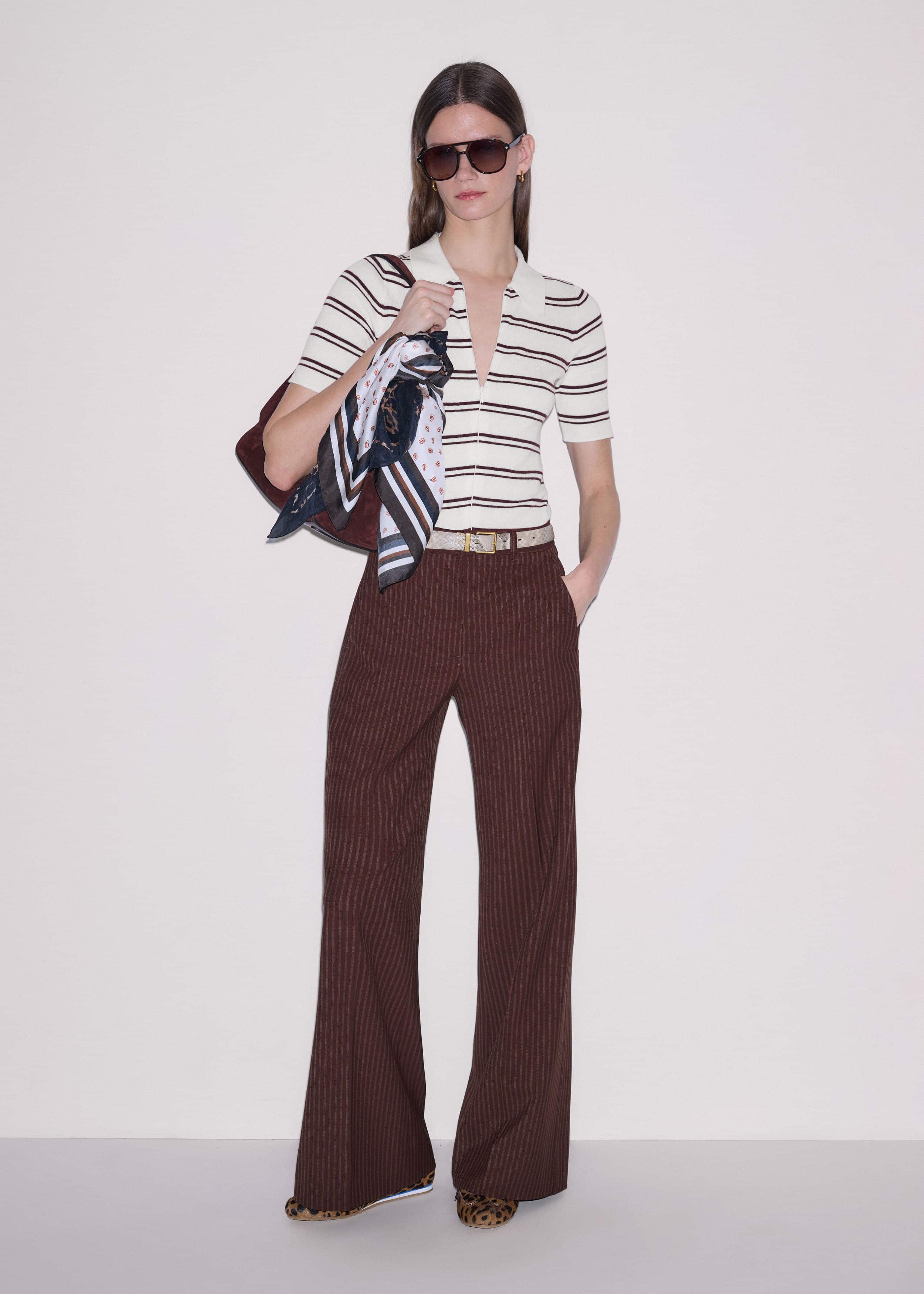 Cinnamon Pinstripe Leg Elongator Pant meandem