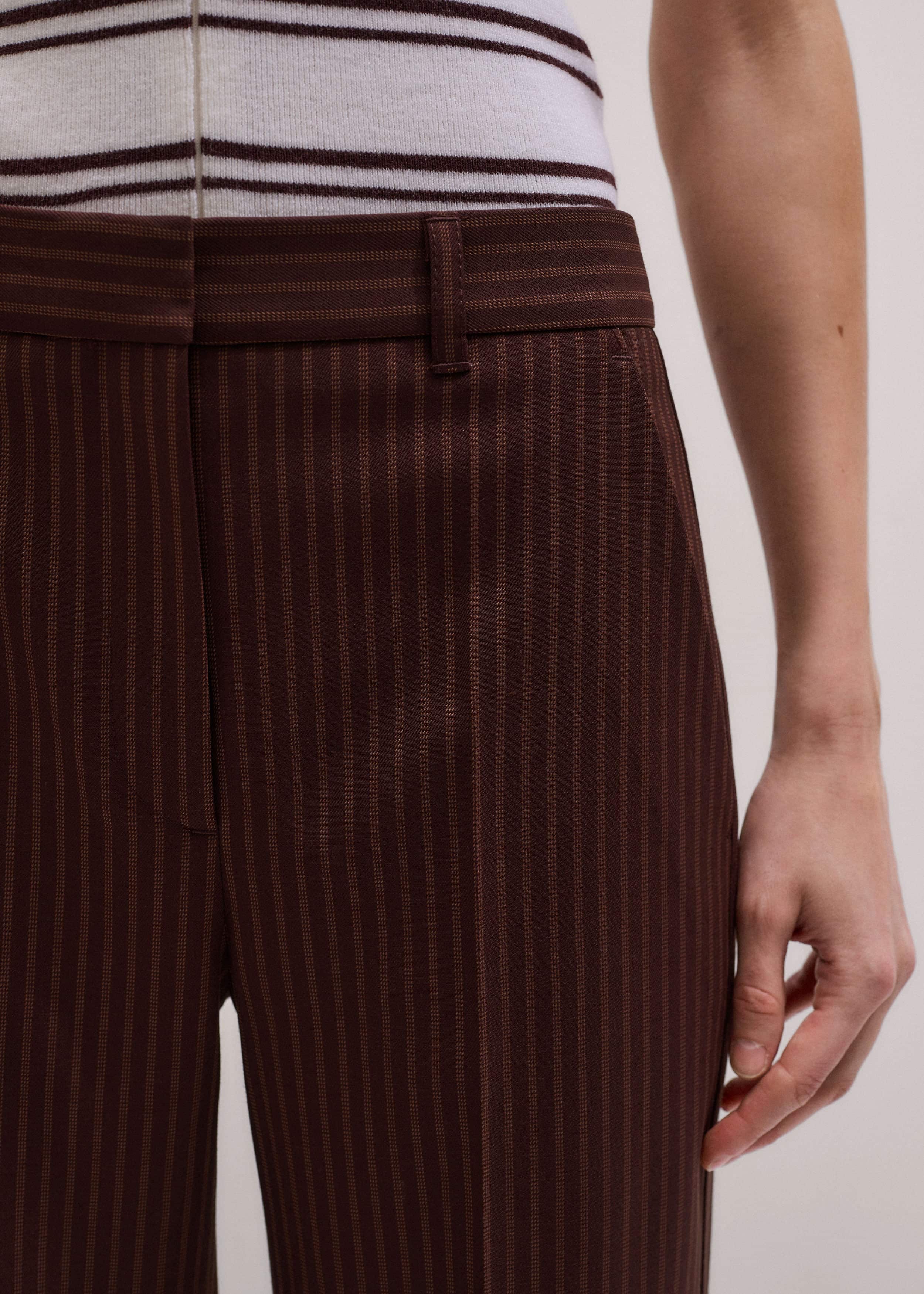 Cinnamon Pinstripe Leg Elongator Pant meandem