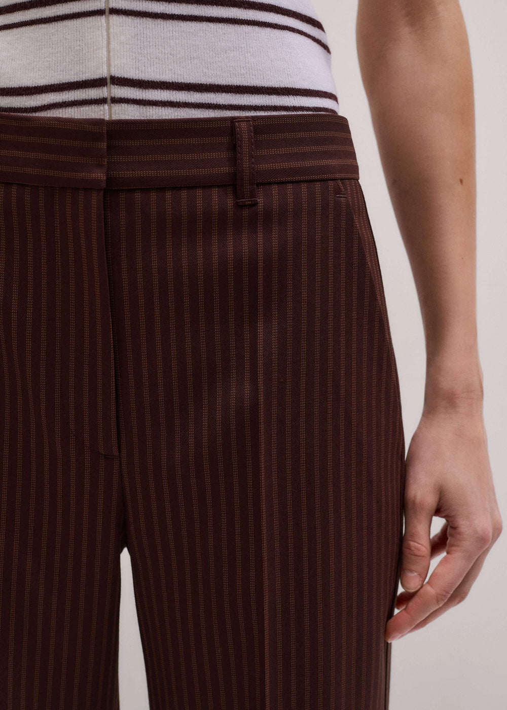 Cinnamon Pinstripe Leg Elongator Pant meandem