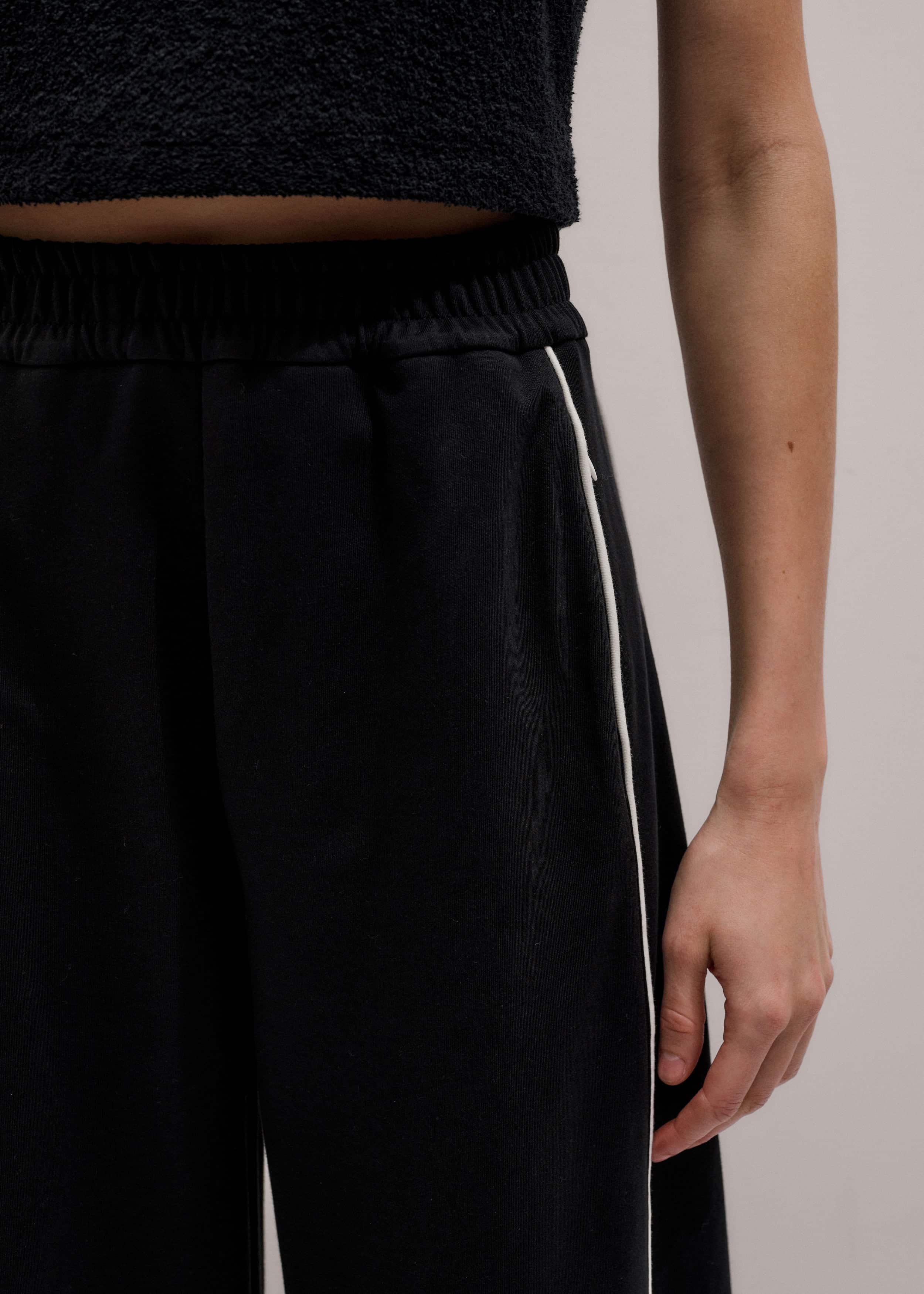 Black Wide Barrel Track Pant meandem