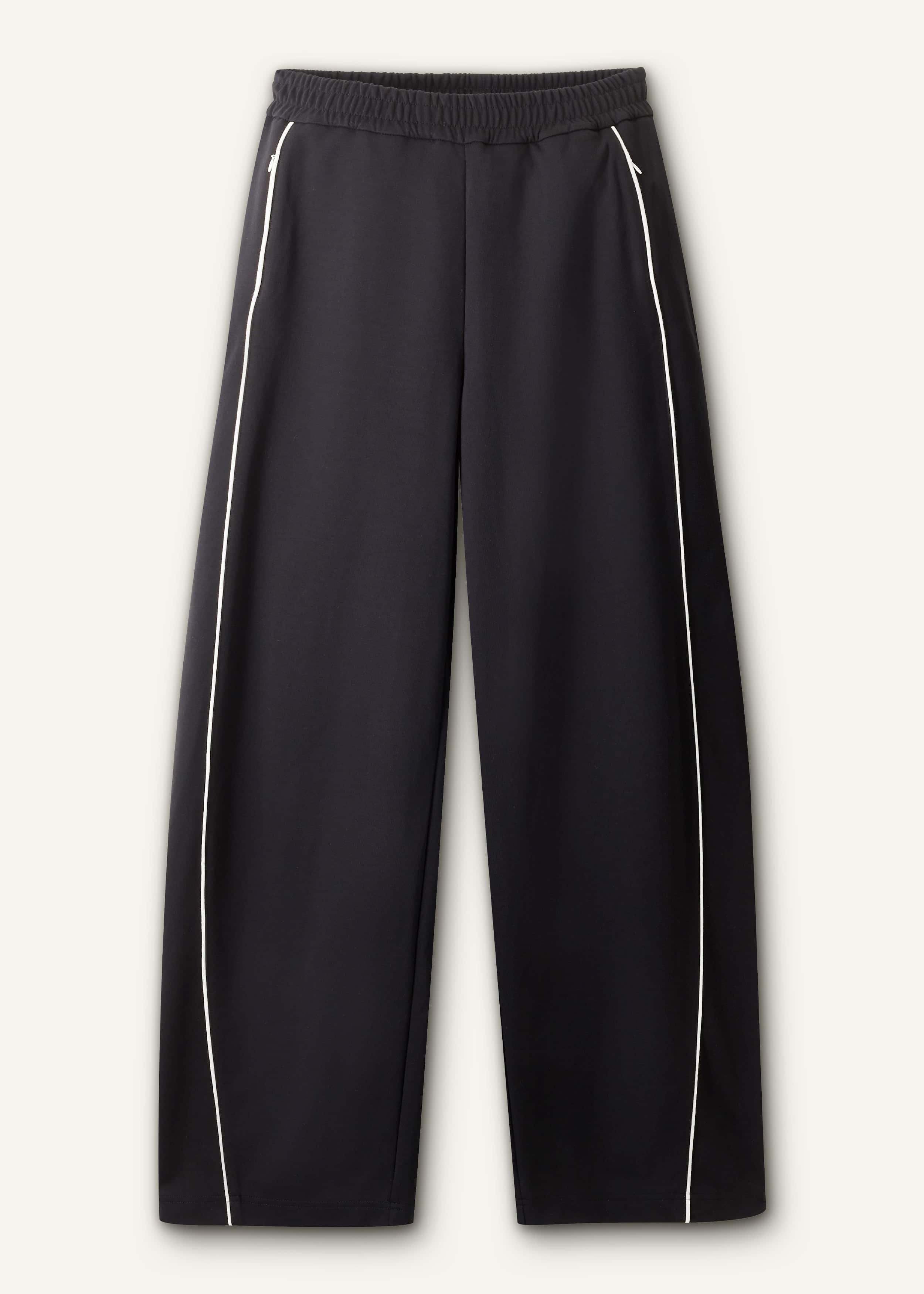 Black Wide Barrel Track Pant meandem