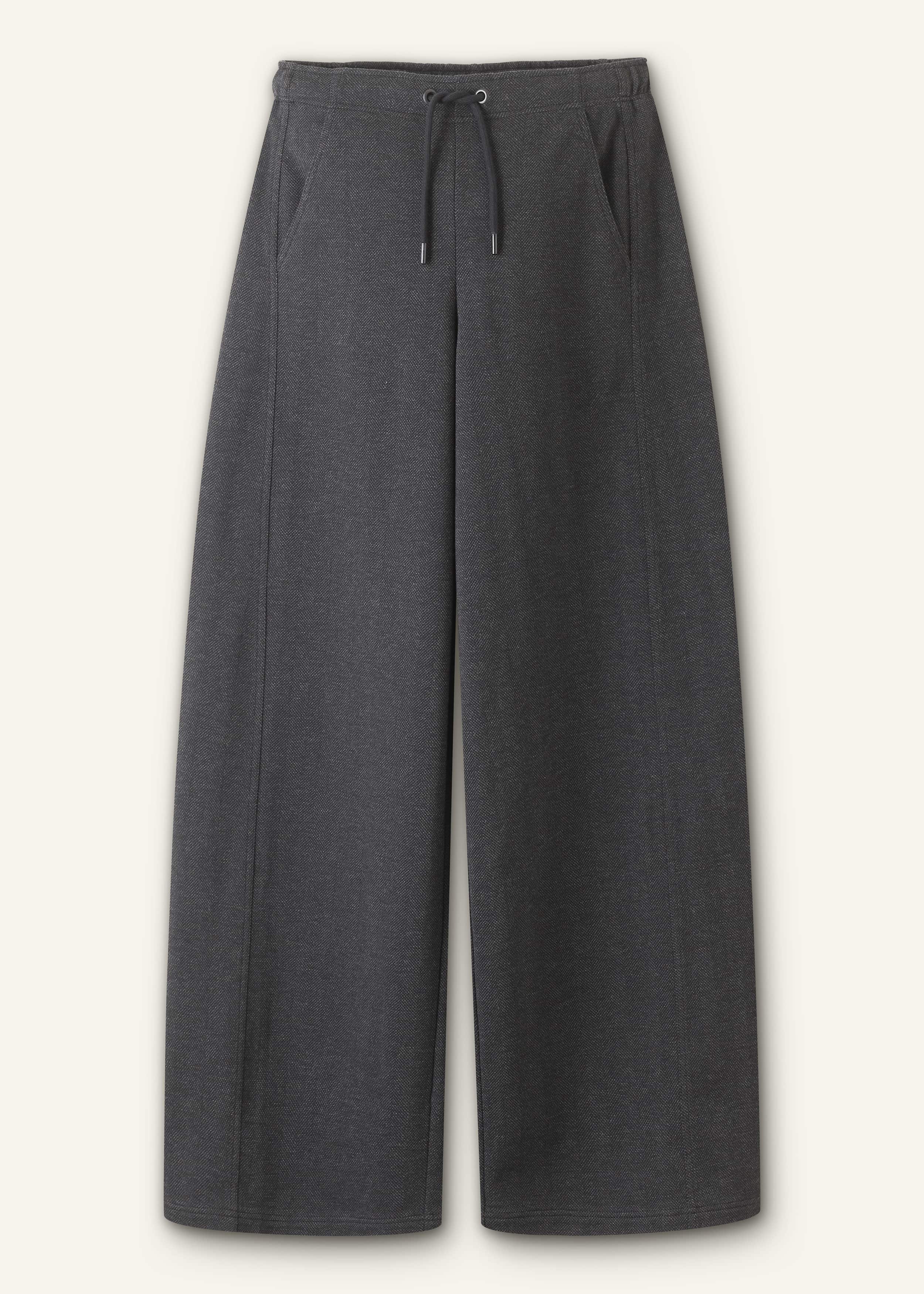 Gray Herringbone Barrel-Leg Pant meandem
