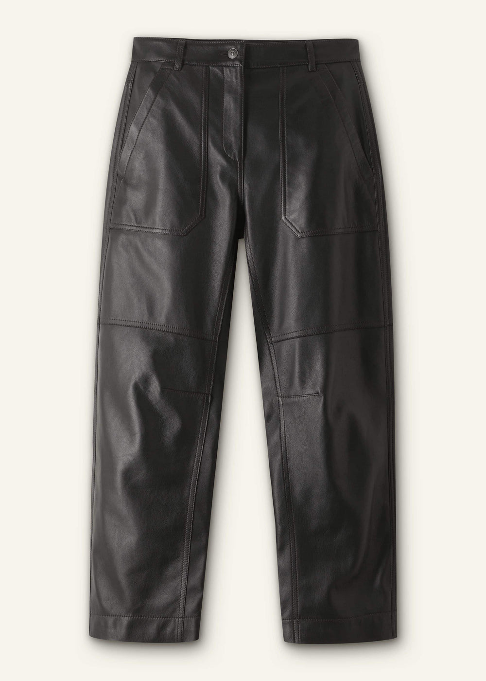 Black Washed Leather Engineered-Leg Pant meandem