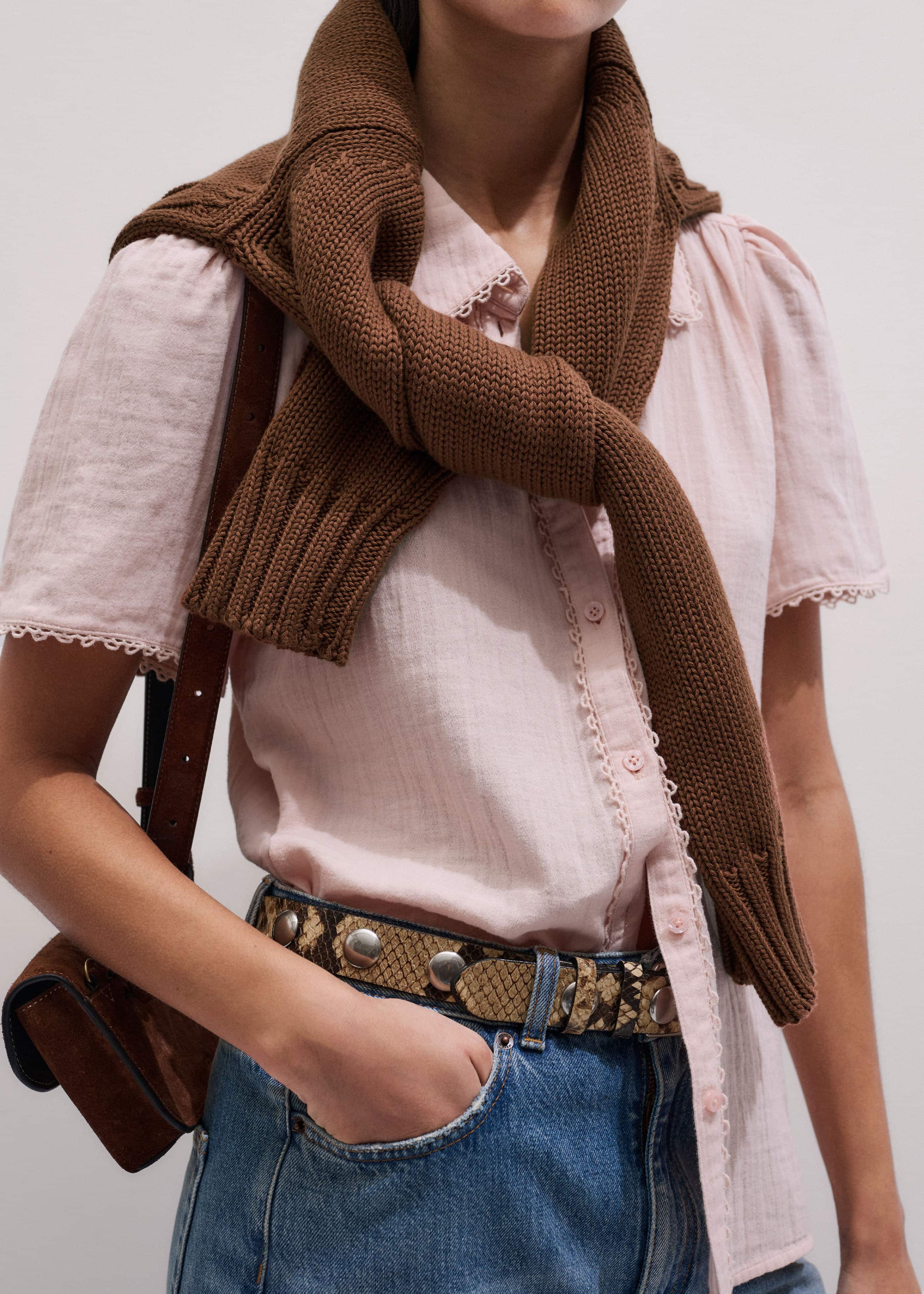 Pink Cheesecloth Trim Detail Blouse meandem