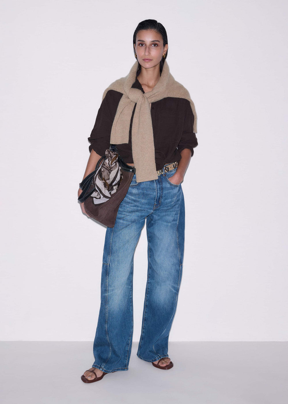 Brown Cheesecloth Relaxed Summer Shirt meandem