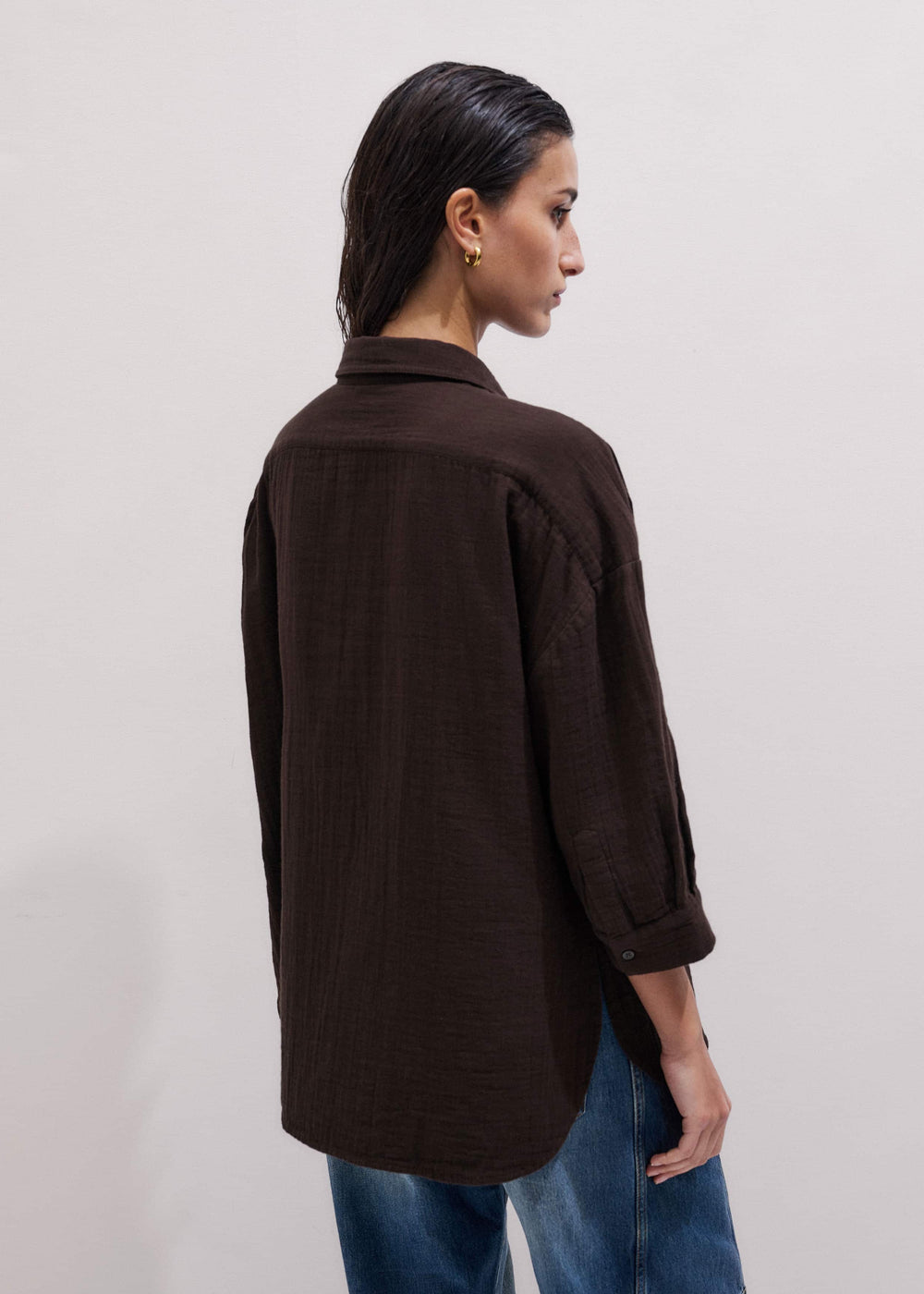Brown Cheesecloth Relaxed Summer Shirt meandem