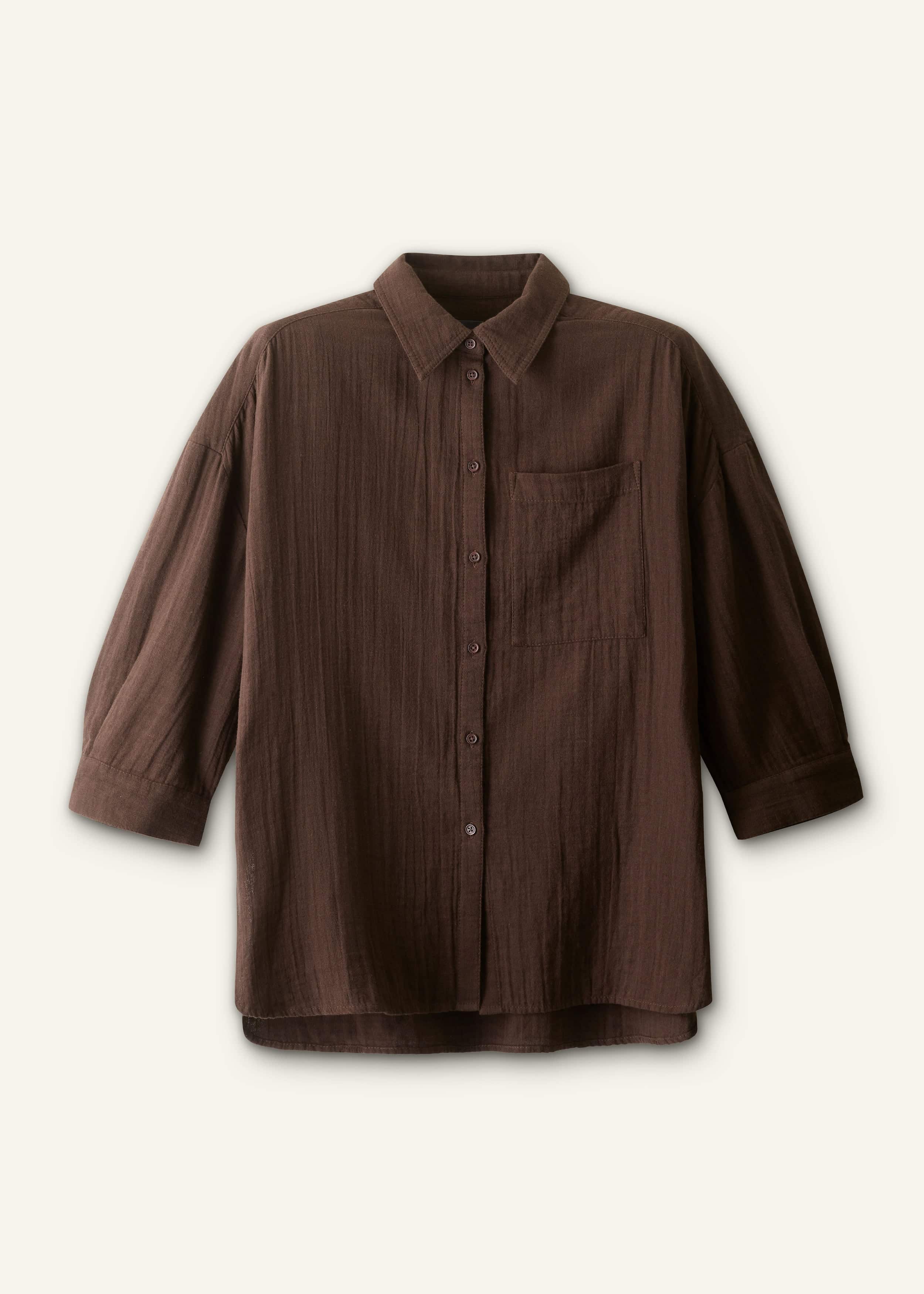 Brown Cheesecloth Relaxed Summer Shirt meandem