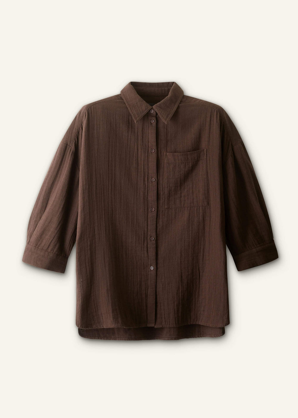 Brown Cheesecloth Relaxed Summer Shirt meandem