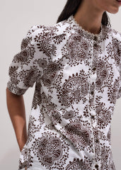 White Cheesecloth In-Full-Bloom Print Straight Blouse meandem