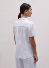 White Cheesecloth Trim Detail Blouse meandem