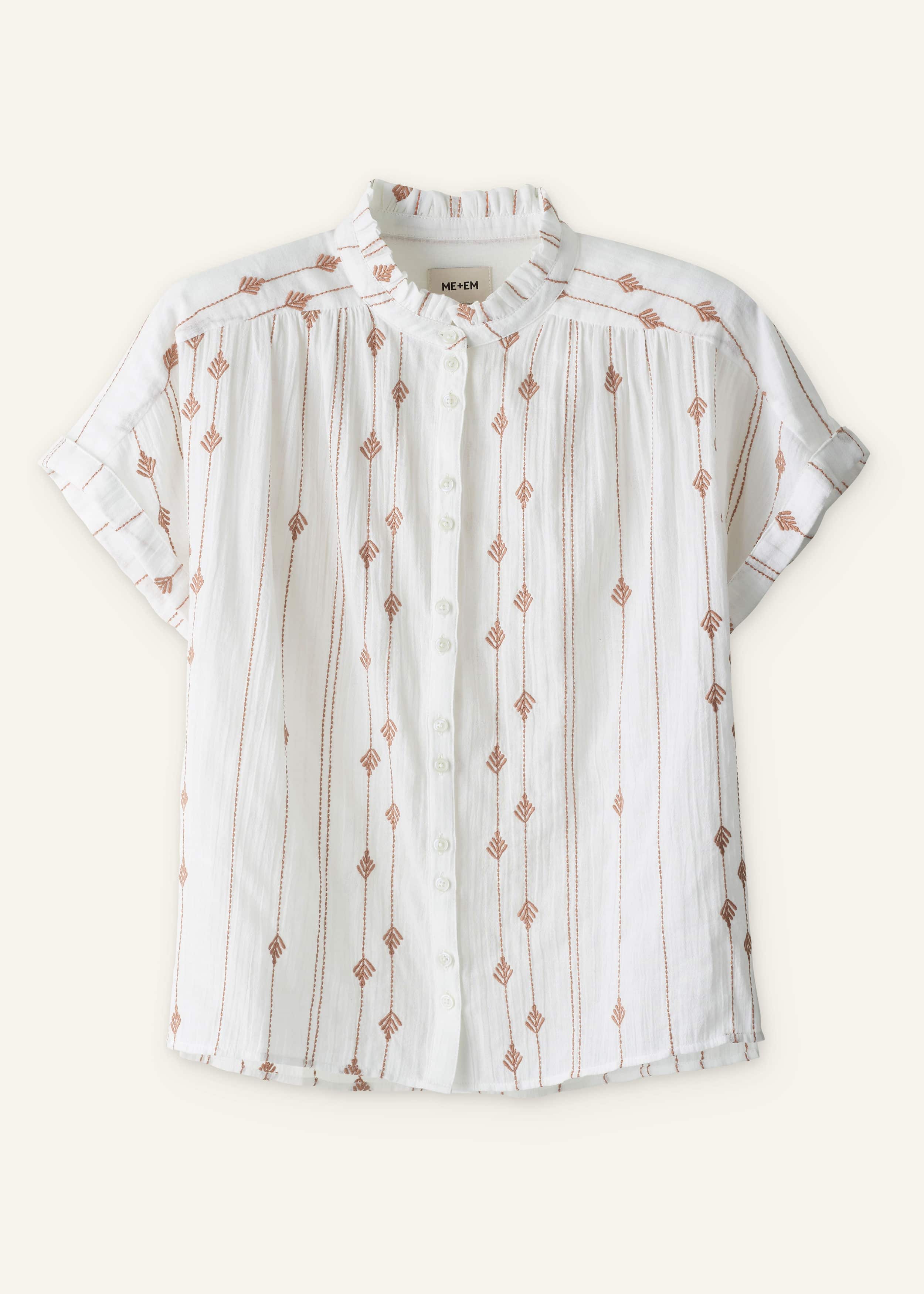White Turn-Up Cuff Blouse meandem